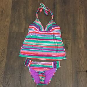 Cole of California striped halter tankini